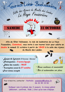 Tournoi Badminton La Haye Fouassière (31 octobre  2015)